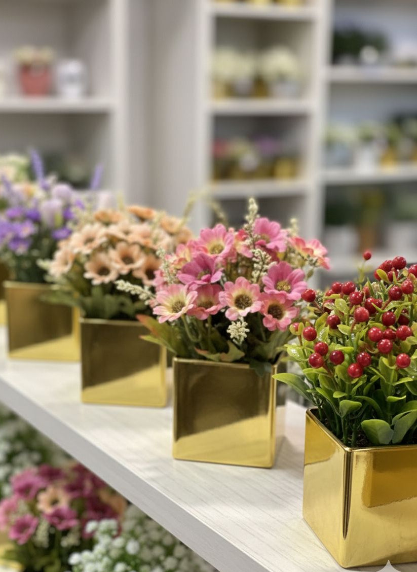Golden Acrylic flower pots