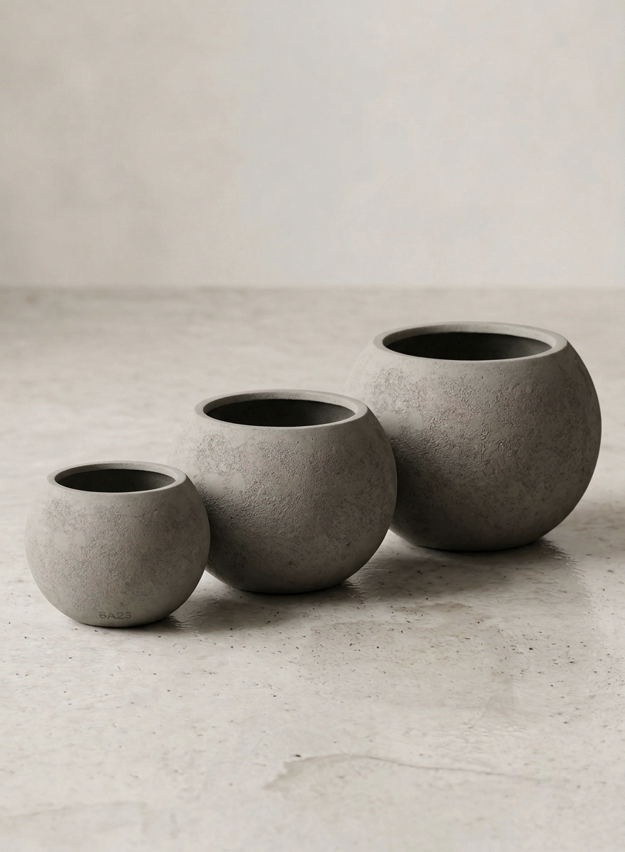 Nesting Fiberstone Spherical Planters