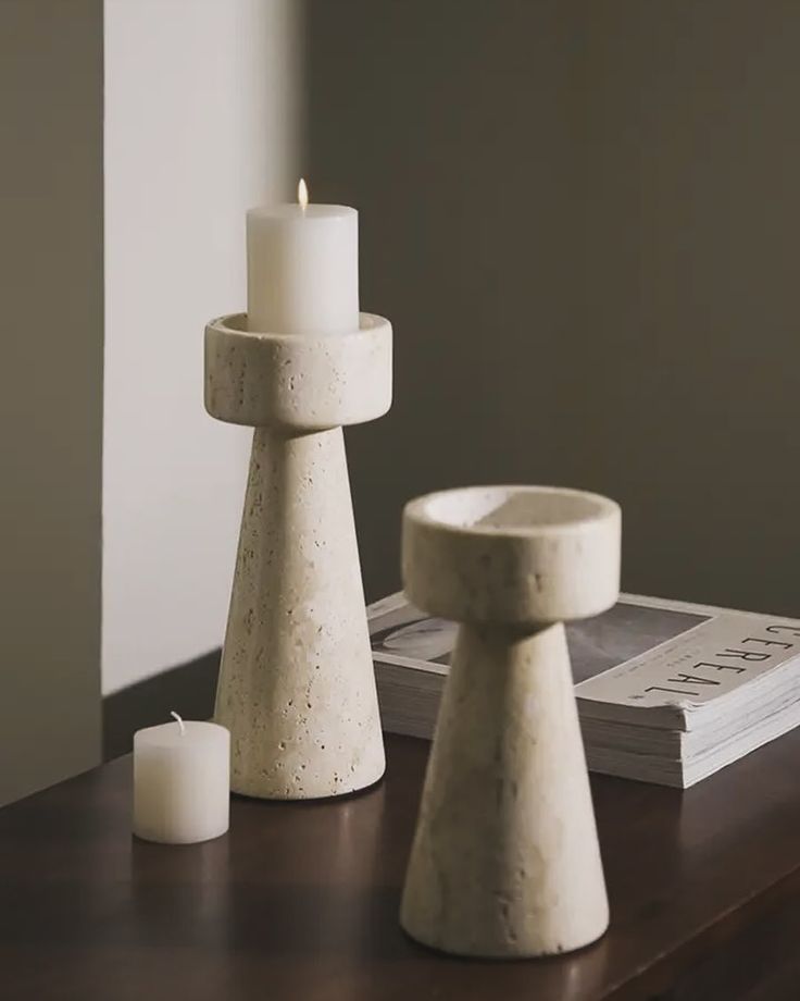 Travertine Elegance Candle stand