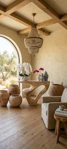 The Sculptural Travertine Look Fiber Console