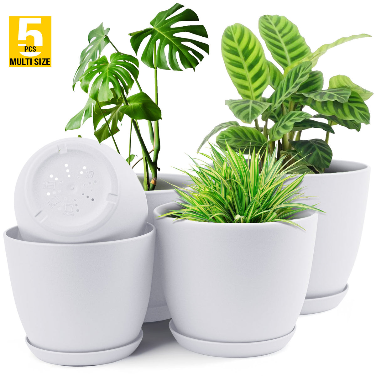 Modern Plastic pot set of 5