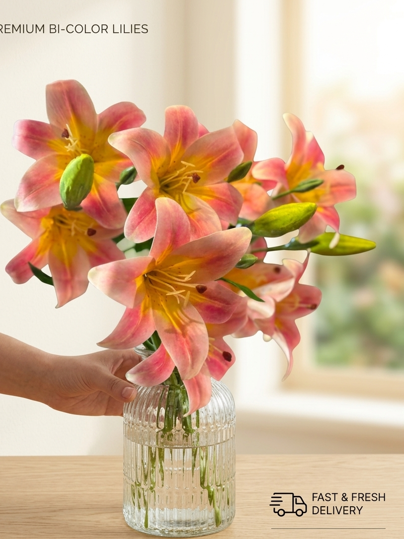 Premium Real-Touch Faux Tiger Lily Bunch