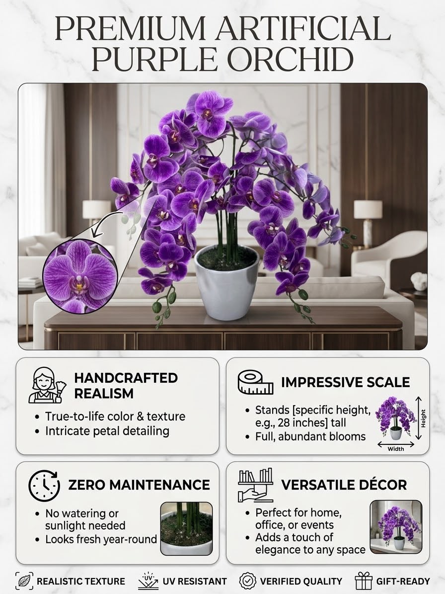 Premium Artificial Phalaenopsis Orchid in Pot
