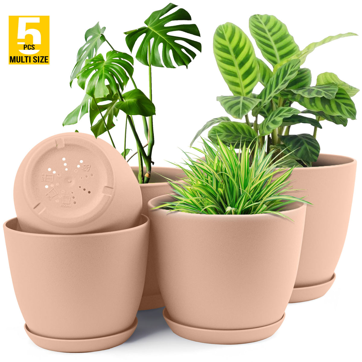 Modern Plastic pot set of 5