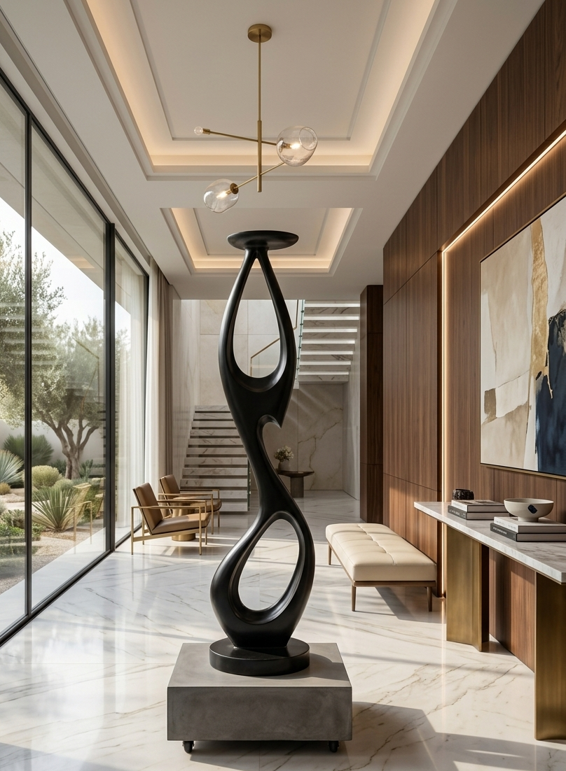 Luxurious Matte Black Abstract Sculpture