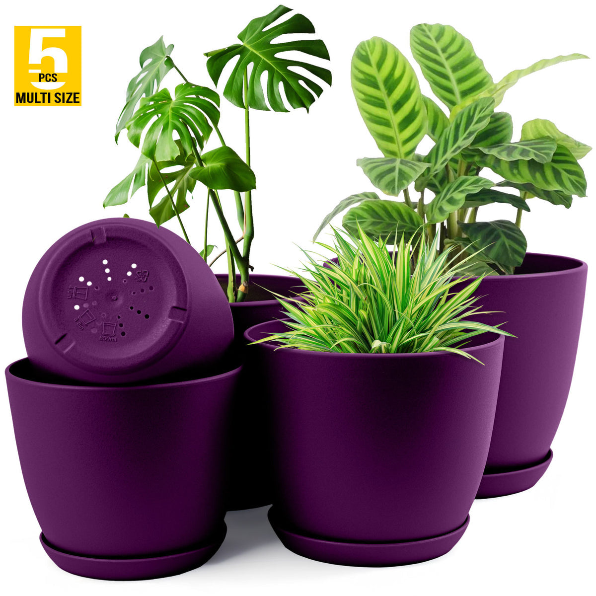 Modern Plastic pot set of 5