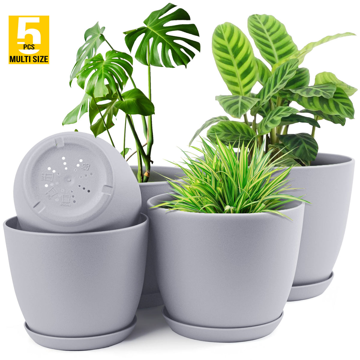 Modern Plastic pot set of 5