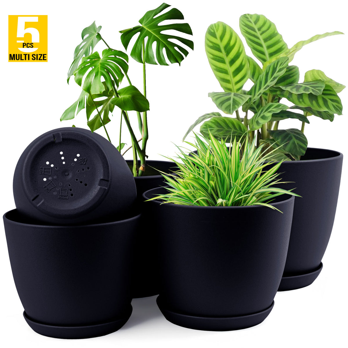 Modern Plastic pot set of 5