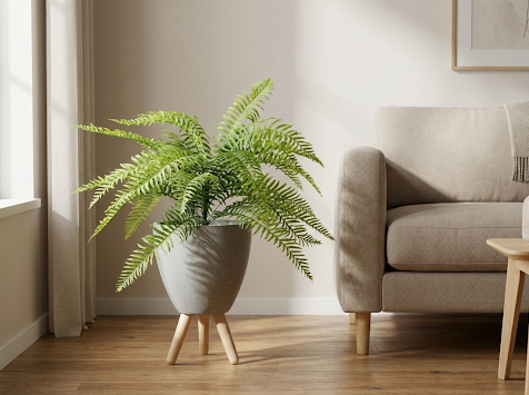 Boston Fern with Modern tripod Planter
